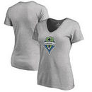 Seattle Sounders FC Fanatics Branded Women's Primary Logo Slim Fit V-Neck T-Shirt - Heathered Gray