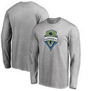 Seattle Sounders FC Fanatics Branded Primary Logo Long Sleeve T-Shirt - Heathered Gray