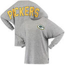Green Bay Packers NFL Pro Line by Fanatics Branded Women's Hacci Cozy Spirit Jersey Fleece Tri-Blend Pullover Sweatshirt – Gray