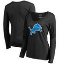 Detroit Lions NFL Pro Line by Fanatics Branded Women Primary Logo Long Sleeve T-Shirt – Black