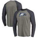 Georgia Southern Eagles Fanatics Branded Primary Logo Long Sleeve Tri-Blend Raglan T-Shirt - Heathered Gray