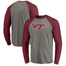 Virginia Tech Hokies Fanatics Branded Primary Logo Long Sleeve Tri-Blend Raglan T-Shirt - Heathered Gray