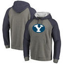 BYU Cougars Fanatics Branded Primary Logo Tri-Blend Raglan Pullover Hoodie - Heathered Gray