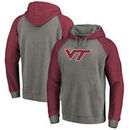 Virginia Tech Hokies Fanatics Branded Primary Logo Tri-Blend Raglan Pullover Hoodie - Heathered Gray