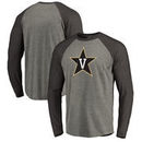 Vanderbilt Commodores Fanatics Branded Primary Logo Long Sleeve Tri-Blend Big & Tall Raglan T-Shirt - Heathered Gray
