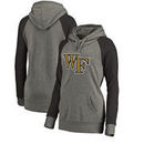 Wake Forest Demon Deacons Fanatics Branded Women's Primary Logo Tri-Blend Raglan Plus Size Pullover Hoodie - Heathered Gray