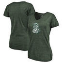 Michigan State Spartans Fanatics Branded Women's College Vault Primary Logo Tri-Blend V-Neck T-Shirt - Green