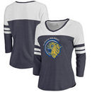 Montana State Bobcats Fanatics Branded Women's College Vault Primary Logo Color Block 3/4 Sleeve Tri-Blend T-Shirt - Navy