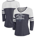 Dallas Cowboys NFL Pro Line by Fanatics Branded Women's Hometown Collection Color Block 3/4 Sleeve Tri-Blend T-Shirt - Navy