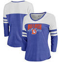Denver Broncos NFL Pro Line by Fanatics Branded Women's Hometown Collection Color Block 3/4 Sleeve Tri-Blend T-Shirt - Royal