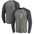 Montana State Bobcats Fanatics Branded College Vault Primary Logo Long Sleeve Tri-Blend Raglan T-Shirt - Ash