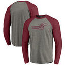 Southern Illinois Salukis Fanatics Branded College Vault Primary Logo Long Sleeve Tri-Blend Raglan T-Shirt - Ash