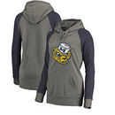 Michigan Wolverines Fanatics Branded Women's College Vault Primary Logo Tri-Blend Raglan Pullover Hoodie - Ash