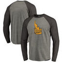 Idaho State Bengals Fanatics Branded College Vault Primary Team Logo Big & Tall Long Sleeve Tri-Blend Raglan T-Shirt - Ash