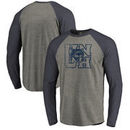 New Hampshire Wildcats Fanatics Branded College Vault Primary Team Logo Big & Tall Long Sleeve Tri-Blend Raglan T-Shirt - Ash
