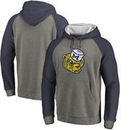 Michigan Wolverines Fanatics Branded College Vault Primary Logo Tri-Blend Big & Tall Raglan Pullover Hoodie - Ash