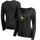 Vegas Golden Knights Fanatics Branded Women's Midnight Mascot Long Sleeve V-Neck T-Shirt – Black