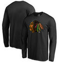 Chicago Blackhawks Fanatics Branded Primary Logo Midnight Mascot Long Sleeve T-Shirt - Black