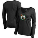 Boston Celtics Fanatics Branded Women's Midnight Mascot Long Sleeve V-Neck T-Shirt – Black
