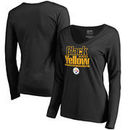 Pittsburgh Steelers NFL Pro Line by Fanatics Branded Women's Hometown Collection Long Sleeve V-Neck T-Shirt - Black