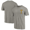GA Tech Yellow Jackets Fanatics Branded College Vault Left Chest Distressed Tri-Blend T-Shirt - Gray