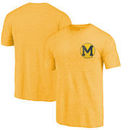 Michigan Wolverines Fanatics Branded College Vault Left Chest Distressed Tri-Blend T-Shirt - Maize