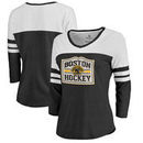 Boston Bruins Fanatics Branded Women's Hometown Collection 3/4-Sleeve Raglan Tri-Blend V-Neck T-Shirt – Black