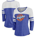 New York Knicks Fanatics Branded Women's NY Ball Hometown Collection Three-Quarter Sleeve Tri-Blend T-Shirt - Royal