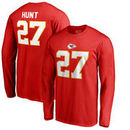 Kareem Hunt Kansas City Chiefs NFL Pro Line by Fanatics Branded Youth Authentic Stack Name & Number Long Sleeve T-Shirt – Red