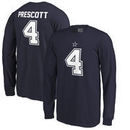 Dak Prescott Dallas Cowboys NFL Pro Line by Fanatics Branded Youth Authentic Stack Name & Number Long Sleeve T-Shirt – Navy