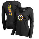 David Backes Boston Bruins Fanatics Branded Women's Backer Name & Number Slim Fit Long Sleeve V-Neck T-Shirt - Black