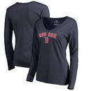 Boston Red Sox Fanatics Branded Women's Team Lockup Slim Fit Long Sleeve V-Neck T-Shirt - Navy