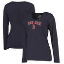 Boston Red Sox Fanatics Branded Women's Plus Size Team Lockup Long Sleeve T-Shirt - Navy