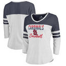 St. Louis Cardinals Fanatics Branded Women's White Free Line Plus Size Color Block 3/4 Sleeve Tri-Blend T-Shirt
