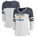 West Virginia Mountaineers Fanatics Branded Women's Free Line Plus Size Color Block 3/4 Sleeve Tri-Blend T-Shirt - White