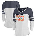 Denver Broncos NFL Pro Line by Fanatics Branded Women's Plus Size Color Block 3/4 Sleeve Tri-Blend T-Shirt - White