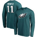 Carson Wentz Philadelphia Eagles NFL Pro Line by Fanatics Branded Player Icon Name & Number Long Sleeve T-Shirt – Midnight Green