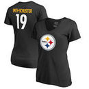 JuJu Smith-Schuster Pittsburgh Steelers NFL Pro Line by Fanatics Branded Women's Player Icon Name & Number V-Neck T-Shirt – Blac