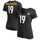 JuJu Smith-Schuster Pittsburgh Steelers NFL Pro Line by Fanatics Branded Women's Authentic Stack Name & Number V-Neck T-Shirt – 