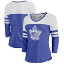 Toronto Maple Leafs Fanatics Branded Women's Primary Logo Distressed 3/4-Sleeve Raglan Tri-Blend T-Shirt – Blue/White
