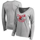USC Trojans Fanatics Branded Women's 2017 Cotton Bowl Bound Down Long Sleeve V-Neck T-Shirt – Heathered Gray