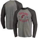 Portland Trail Blazers Fanatics Branded Heritage Big and Tall Long Sleeve Tri-Blend Raglan T-Shirt - Heathered Gray