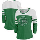 Detroit Red Wings Fanatics Branded Women's St. Patrick's Day Emerald Isle Color Block 3/4 Sleeve Tri-Blend T-Shirt - Kelly Green