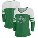 Auburn Tigers Fanatics Branded Women's St. Patrick's Day Emerald Isle Color Block 3/4 Sleeve Tri-Blend T-Shirt - Kelly Green