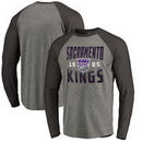 Sacramento Kings Fanatics Branded Antique Stack Big and Tall Long Sleeve Tri-Blend Raglan T-Shirt - Ash
