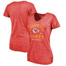 Kansas City Chiefs NFL Pro Line by Fanatics Branded Women's Timeless Collection Vintage Arch Tri-Blend V-Neck T-Shirt - Red