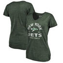 New York Jets NFL Pro Line by Fanatics Branded Women's Timeless Collection Vintage Arch Tri-Blend V-Neck T-Shirt - Green