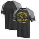 Pittsburgh Steelers NFL Pro Line by Fanatics Branded Timeless Collection Vintage Arch Tri-Blend Raglan T-Shirt - Black
