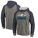 Los Angeles Chargers NFL Pro Line by Fanatics Branded Timeless Collection Antique Stack Tri-Blend Raglan Pullover Hoodie - Ash