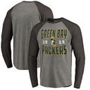 Green Bay Packers NFL Pro Line by Fanatics Branded Timeless Collection Antique Stack Big & Tall Long Sleeve Raglan T-Shirt - Ash